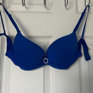 Blue Padded Bra with Jewel Accent